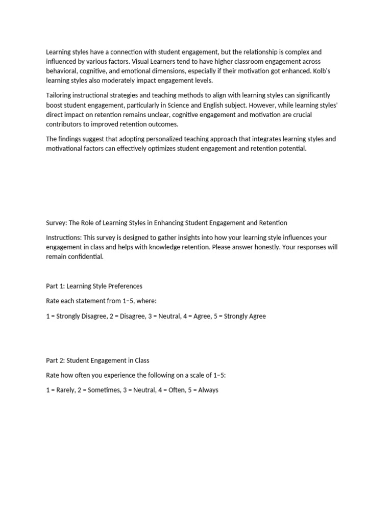 Enhancing Student Engagement via Learning Styles | PDF | Learning ...