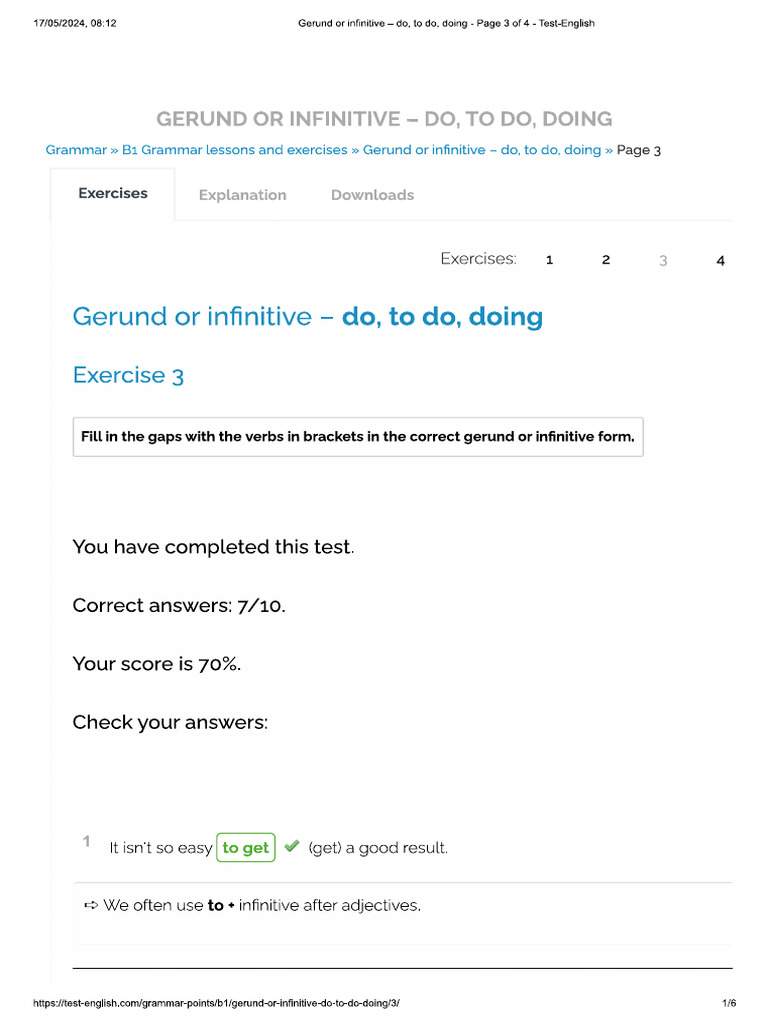 Gerund or Infinitive - Do, To Do, Doing (Exercise 3) | PDF