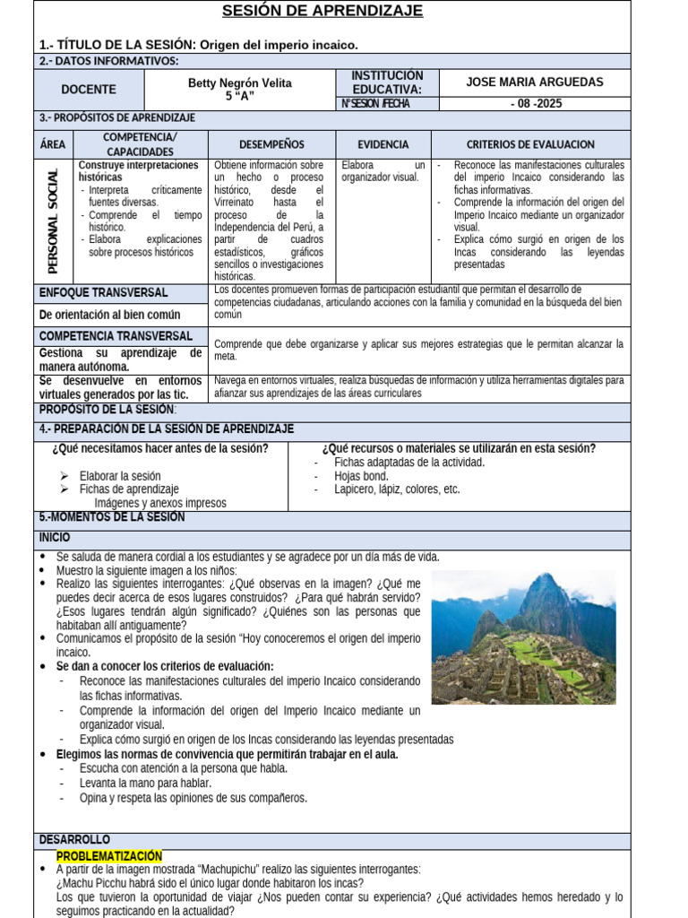 Origen del Imperio Incaico | PDF | Aprendizaje | Imperio Inca