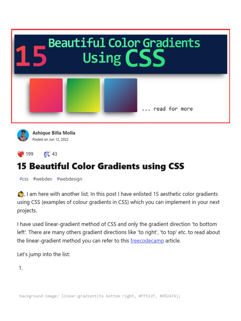 15 Aesthetic CSS Color Gradients | PDF | Software Industry | Internet
