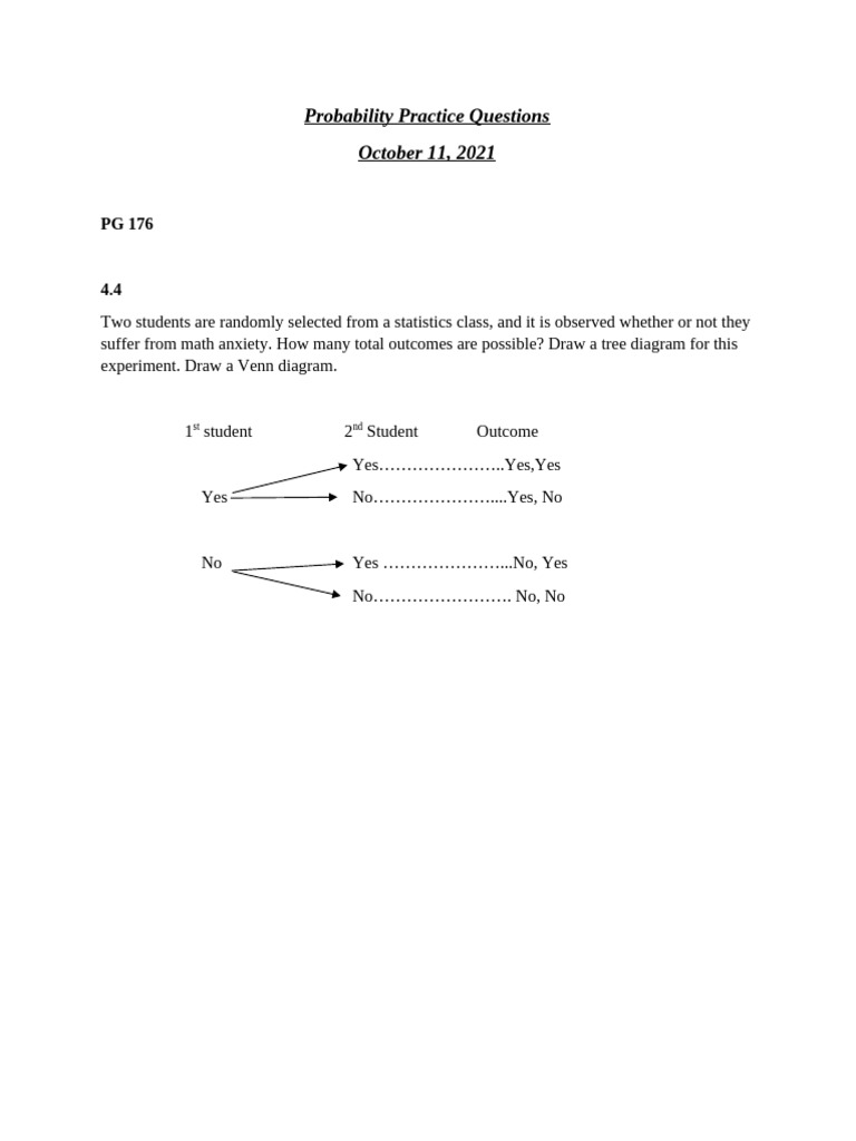Probability Practice Questions and Solutions | PDF | Probability ...