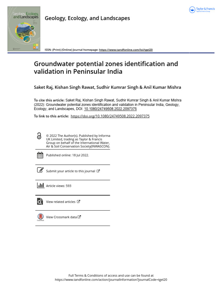Groundwater Potential Zones in India | PDF | Receiver Operating ...