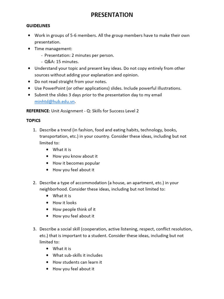 Presentation Guidelines for Group Projects | PDF
