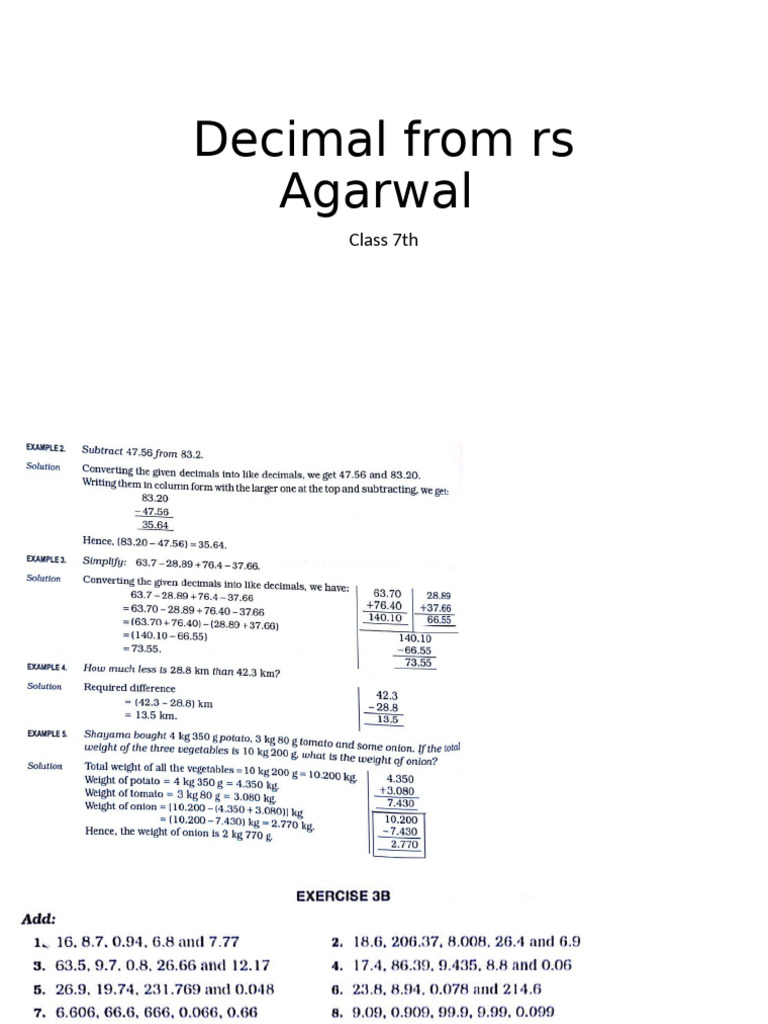 Decimal Rs Garwal Class7 | PDF