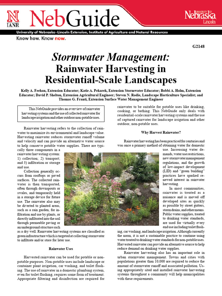 Rainwater Harvesting for Landscapes | PDF | Stormwater | Surface Runoff