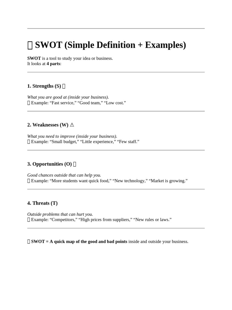 SWOT Simple Definition | PDF