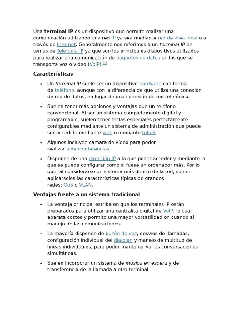 Terminales IP: Ventajas y Características | PDF | Voz sobre IP | Wifi