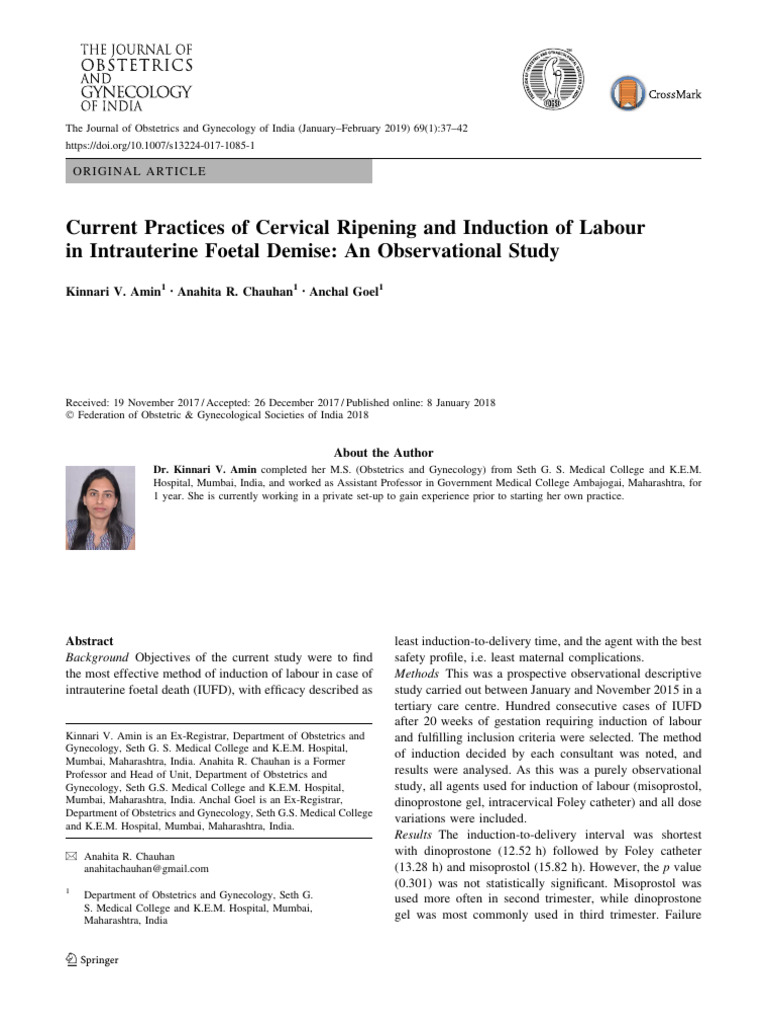 Cervical Ripening in Intrauterine Death | PDF | Childbirth | Obstetrics