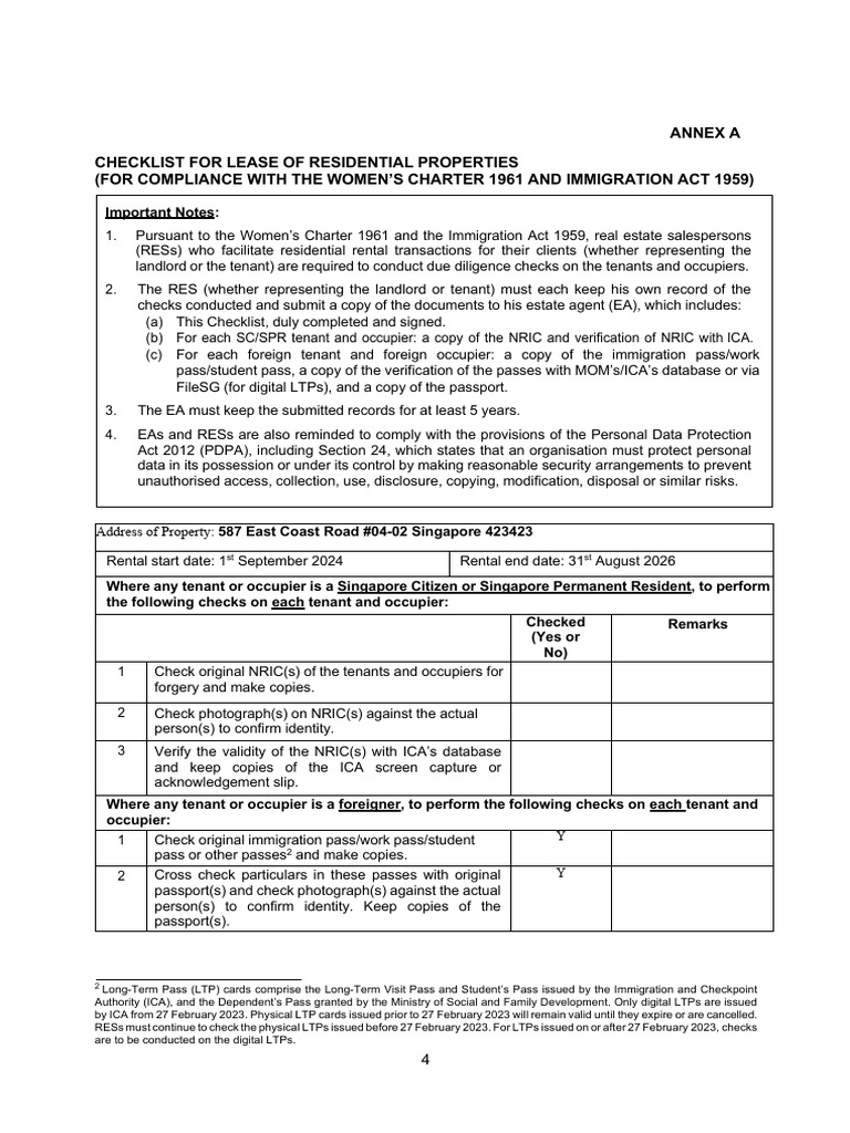 Compliance Checklist for Immigration Act | PDF