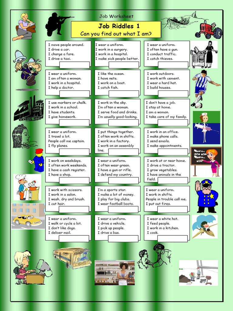 Engaging Job Riddles Worksheet | PDF