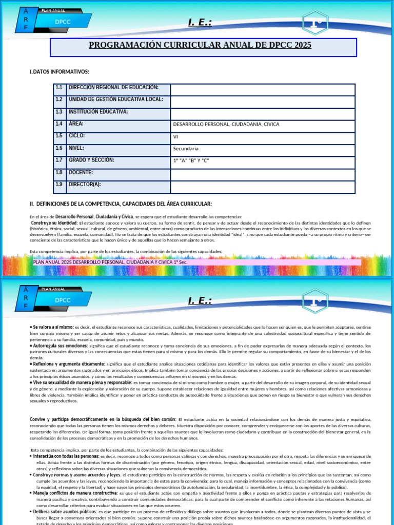 Plan Anual DPCC 2025 para Secundaria | PDF | Aprendizaje | Las emociones