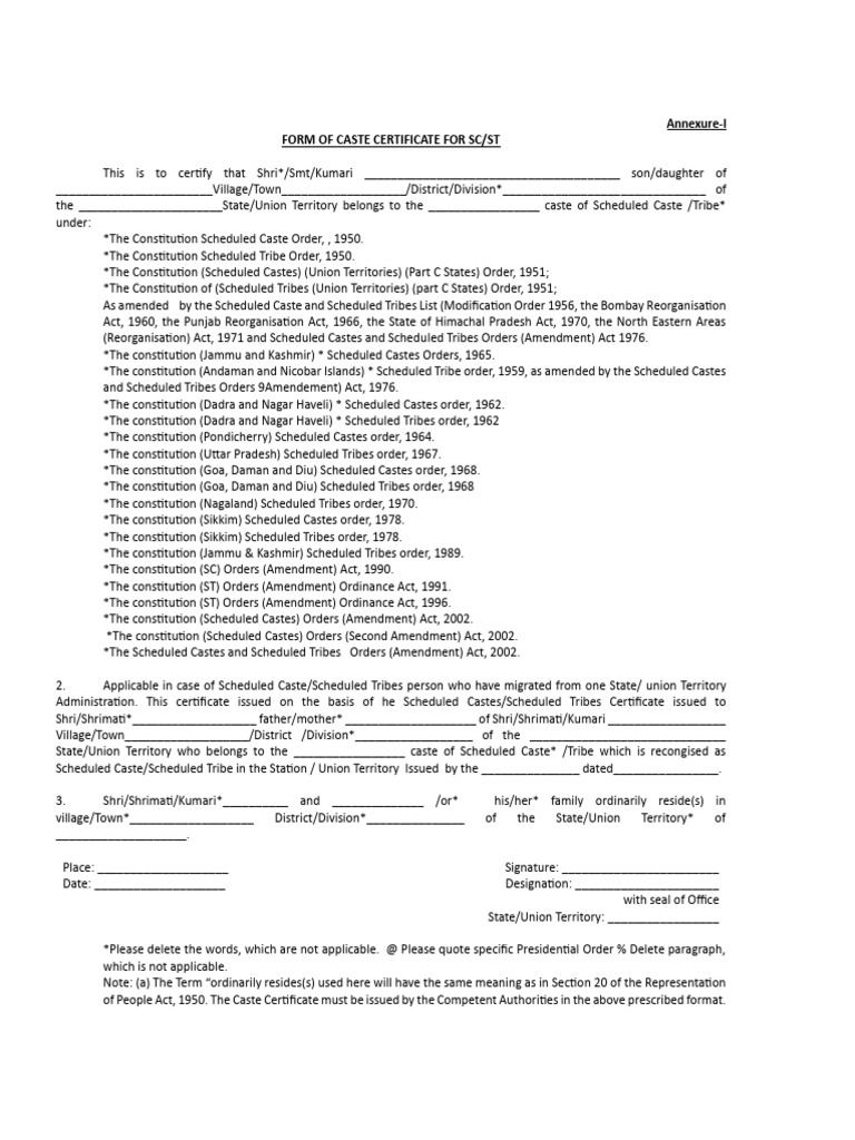 Caste Format | PDF | Government Of India | Politics Of India