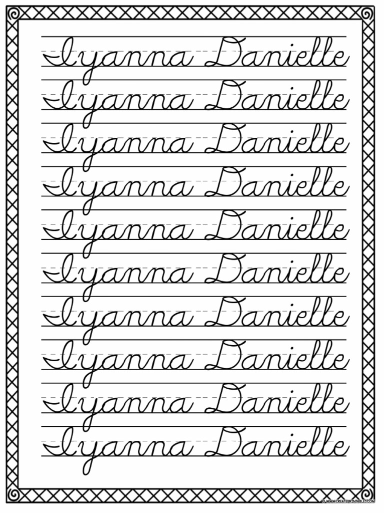 Cursive Name Tracing Worksheet 8440 0245 6C78 | PDF