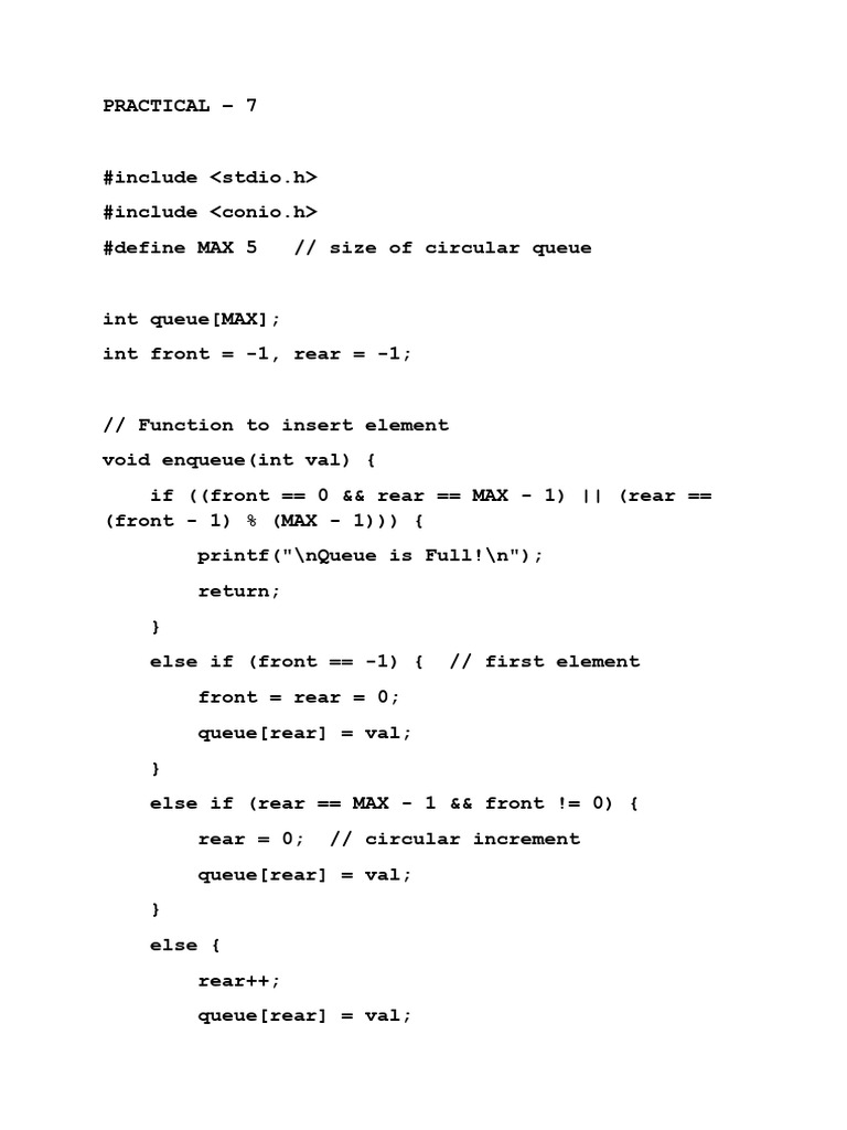 Circular Queue Implementation in C | PDF