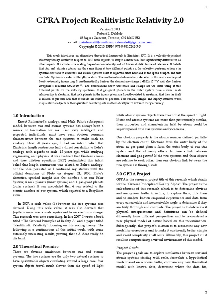 GPRA Project - Realitivistic Relativity 2.0 | PDF