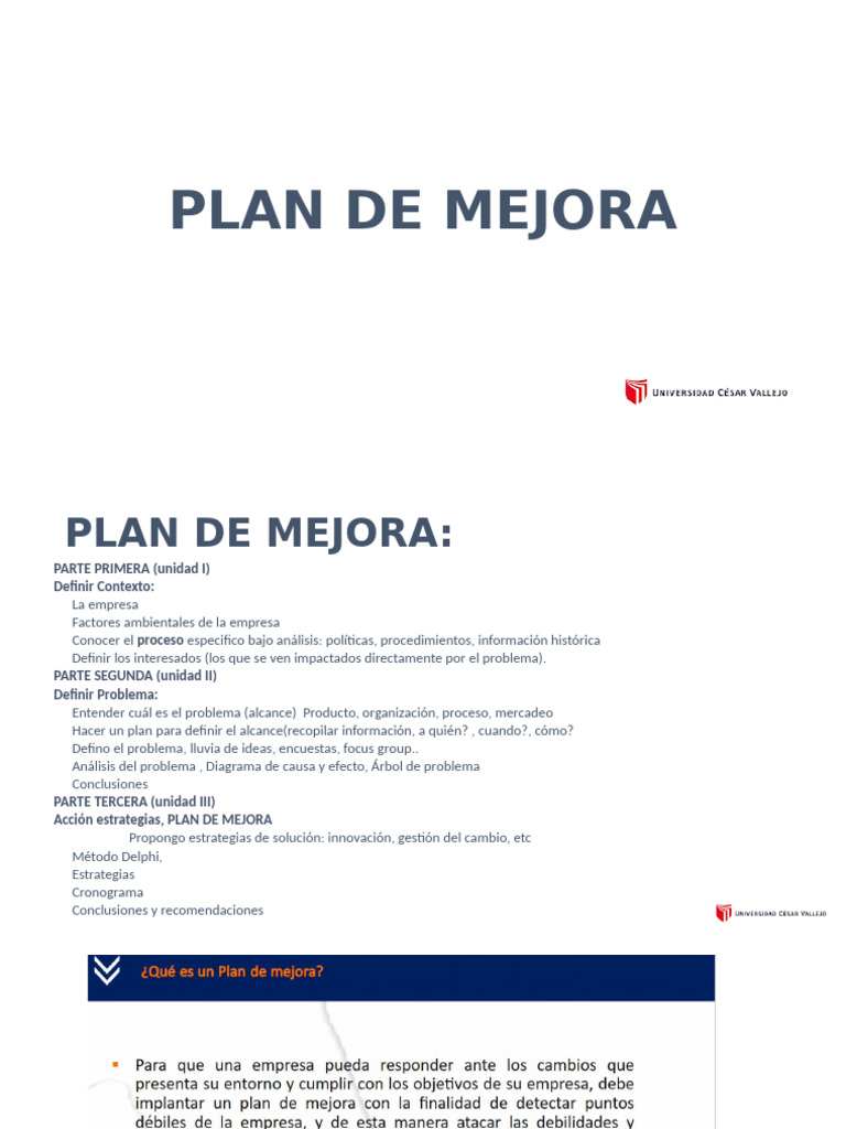 Plan de Mejora Empresarial Efectivo | PDF