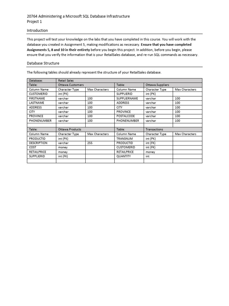 SQL Database Infrastructure Project Guide | PDF | Databases | Microsoft ...