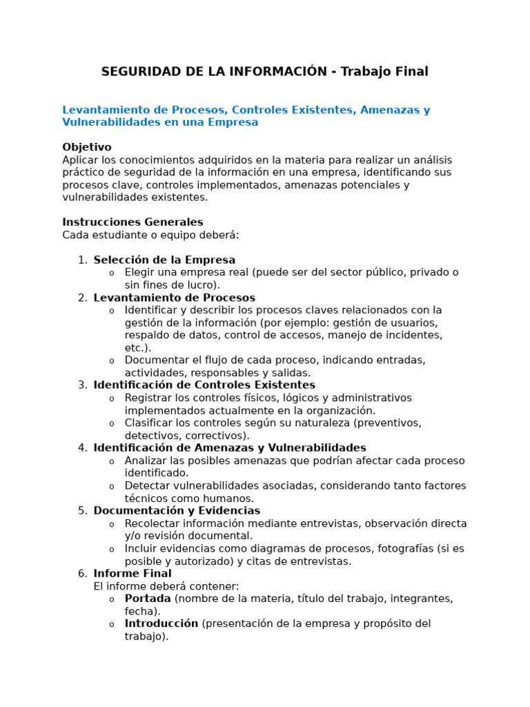 Trabajo Final - Seguridad de La Inf. | PDF | Seguridad de información ...