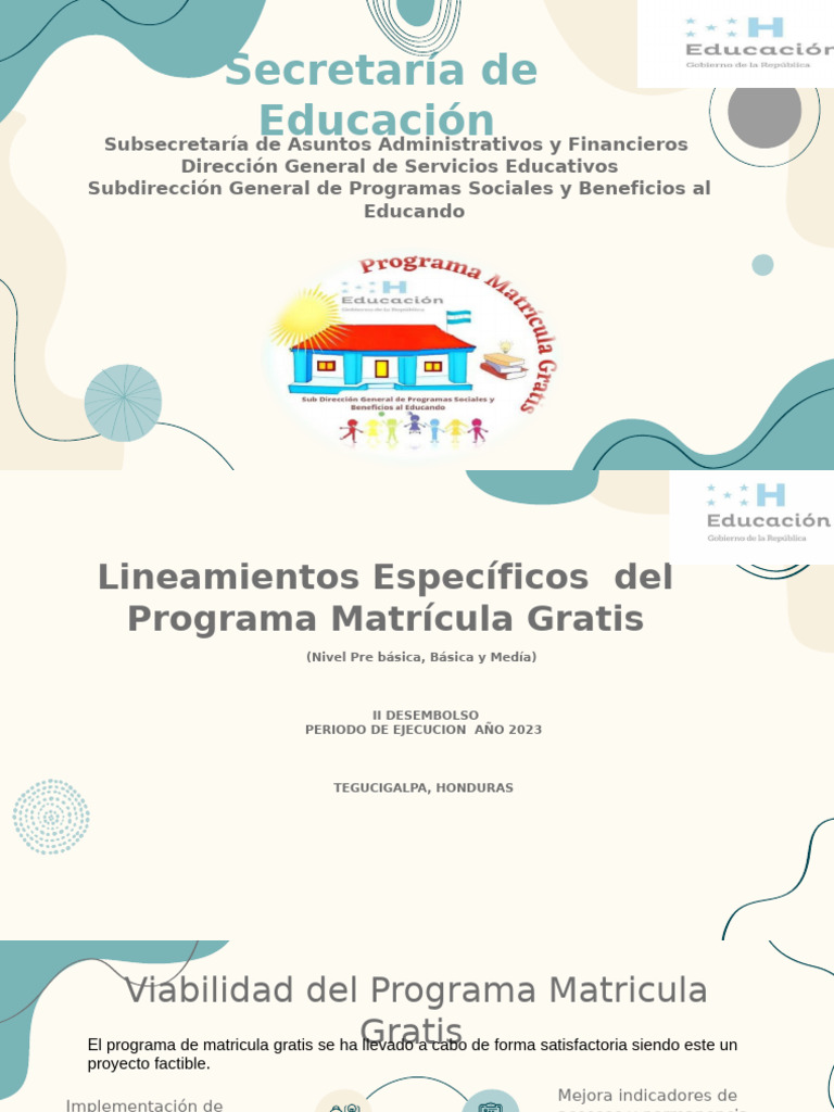 00 Programa Matricula Gratis Presentacion 2024 | PDF | Presupuesto