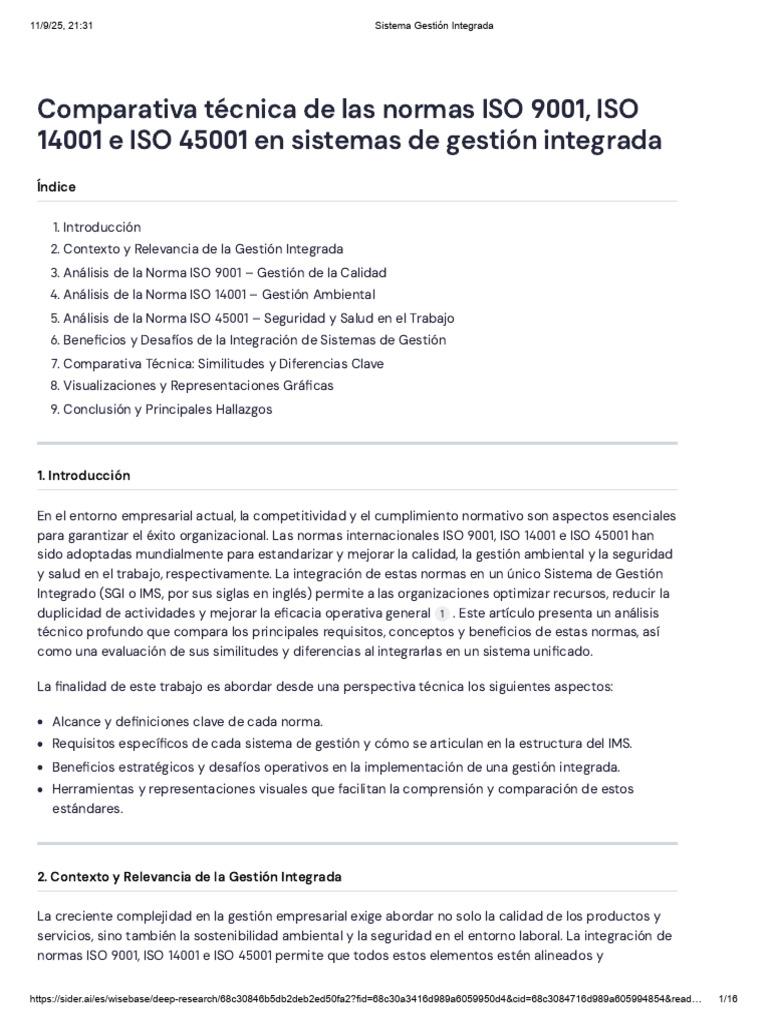 Comparativa ISO 9001, 14001 y 45001 | PDF | Sistema de manejo de ...
