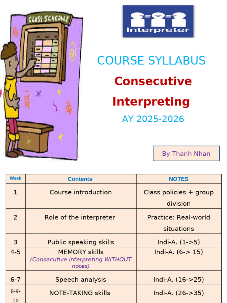 Consecutive Interpreting Syllabus 2025-2026 | PDF