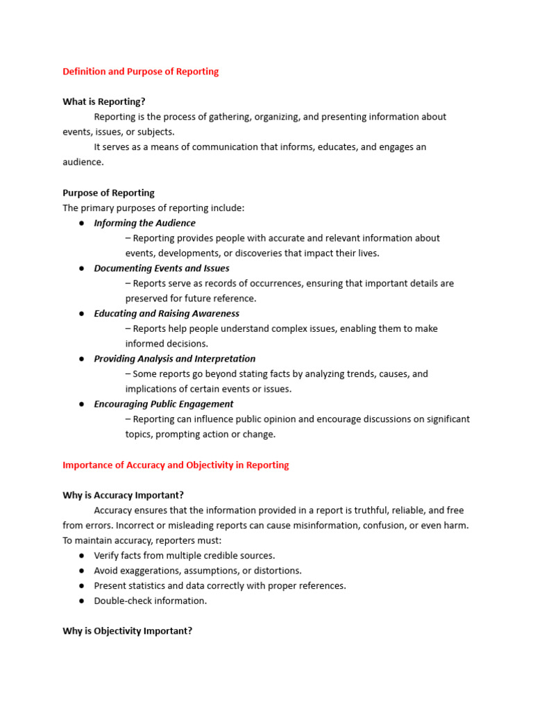 Understanding Reporting: Purpose & Types | PDF | Accuracy And Precision ...