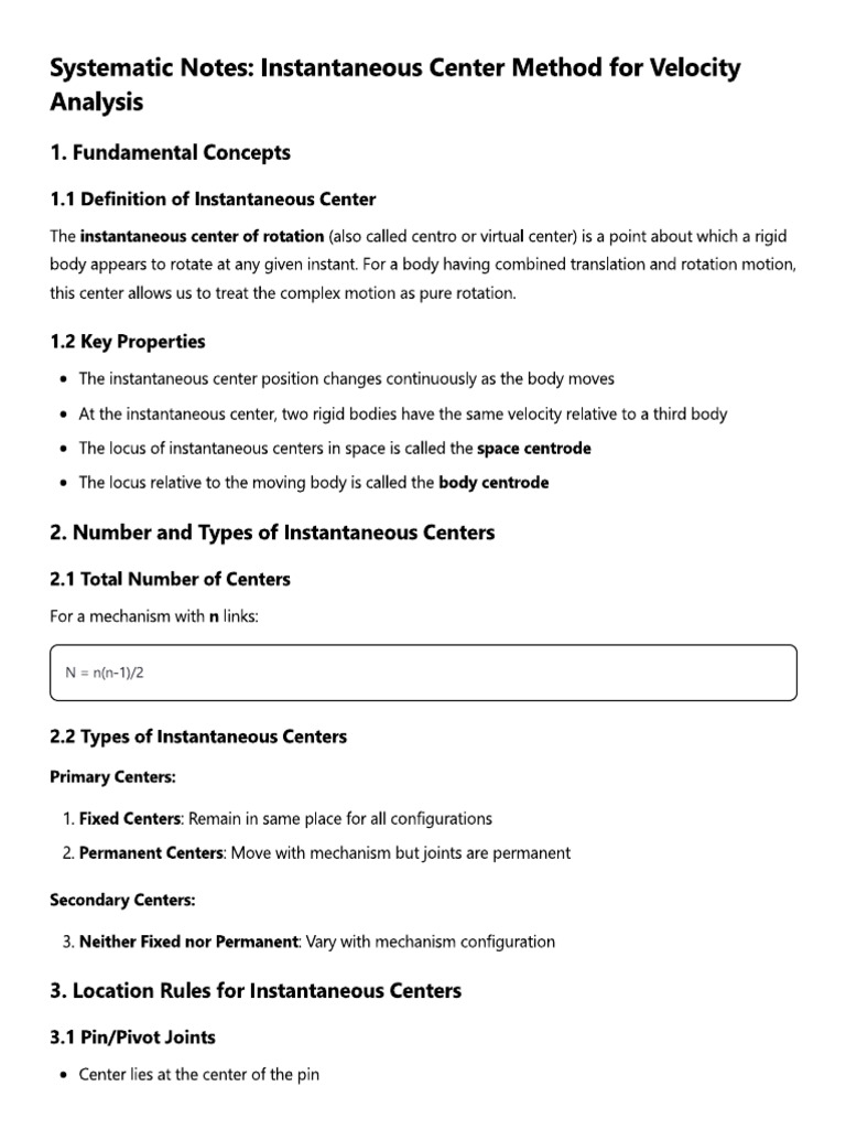 Instantaneous Center Method | PDF
