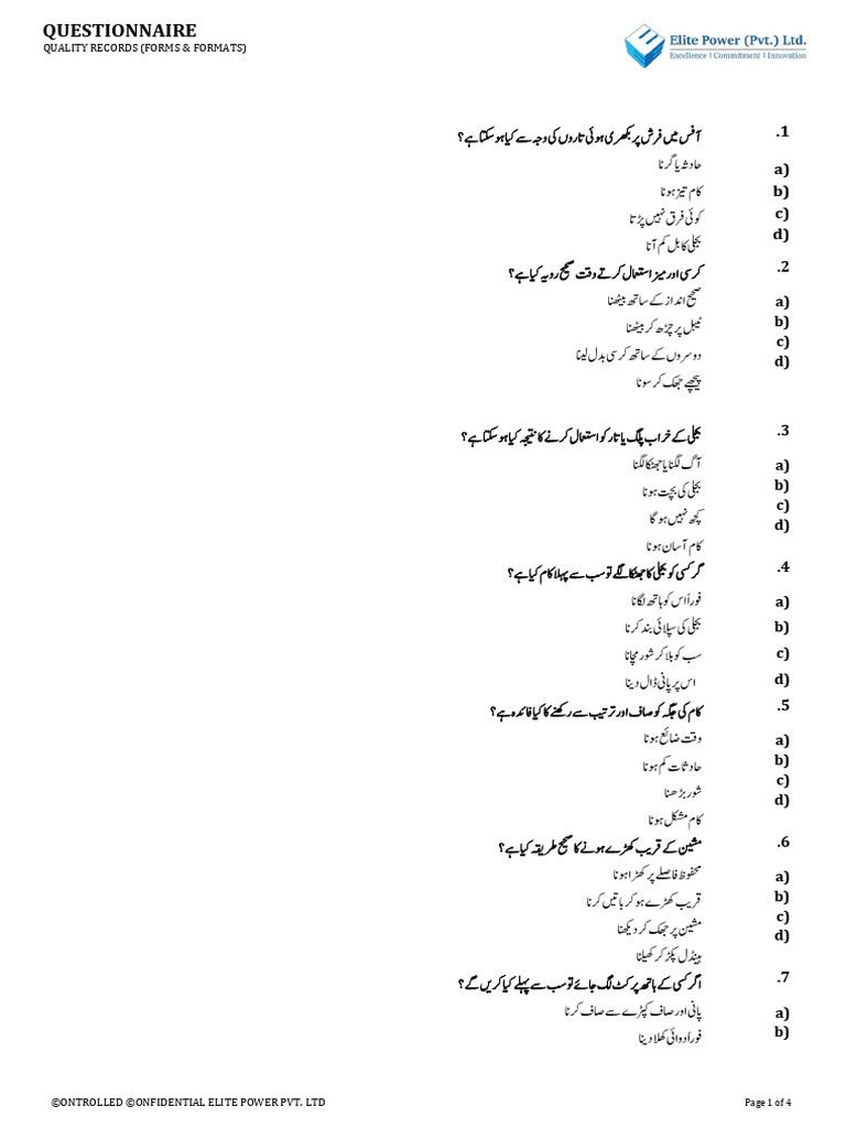 Questionnaire | PDF