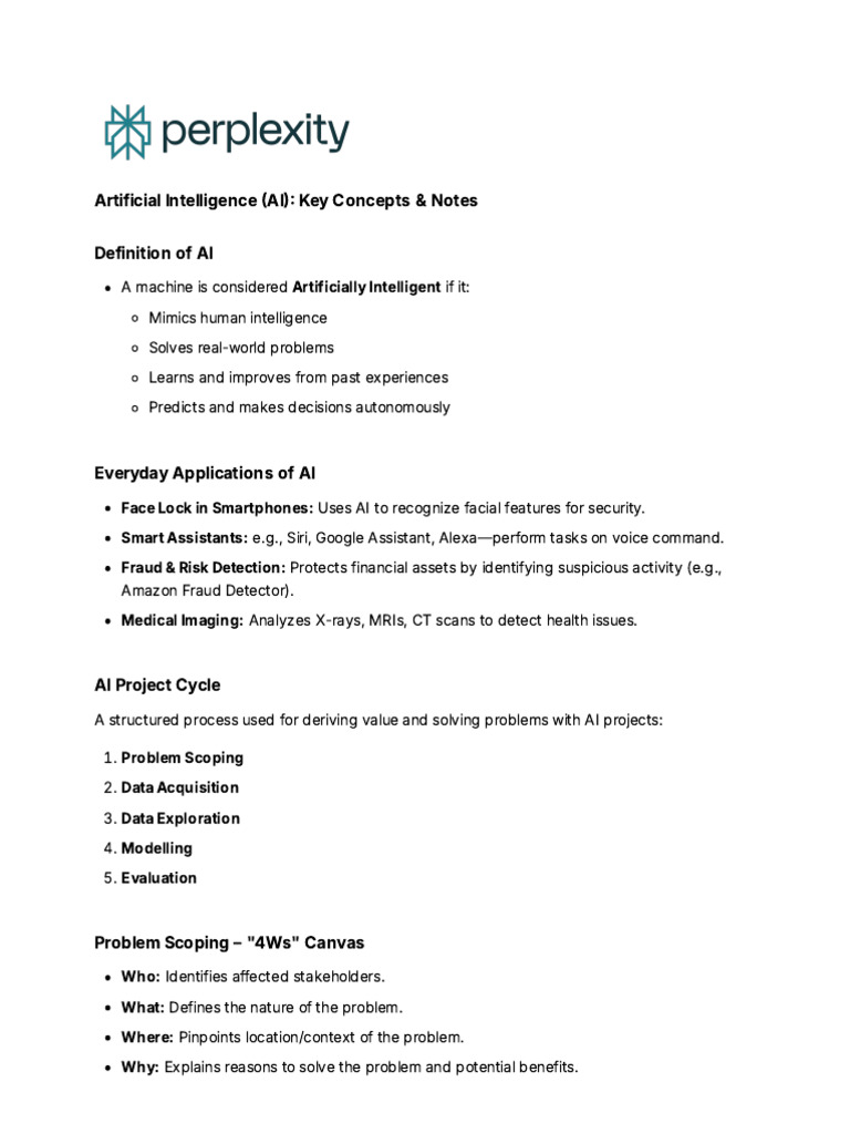 AI Project Cycle and Ethics Overview | PDF | Artificial Intelligence ...
