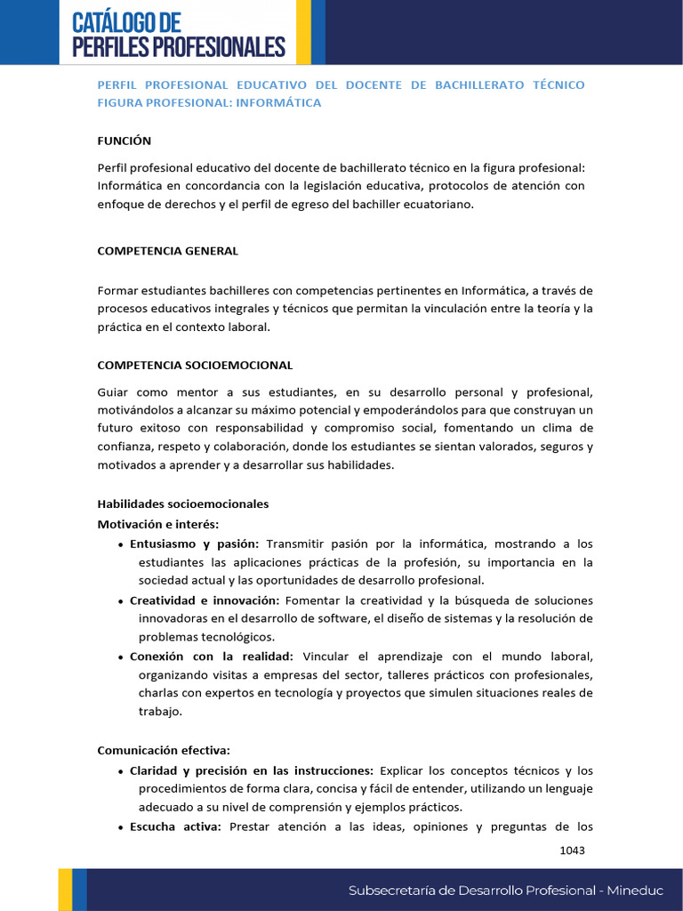 Perfil del Docente en Informática Técnico | PDF | Plan de estudios ...