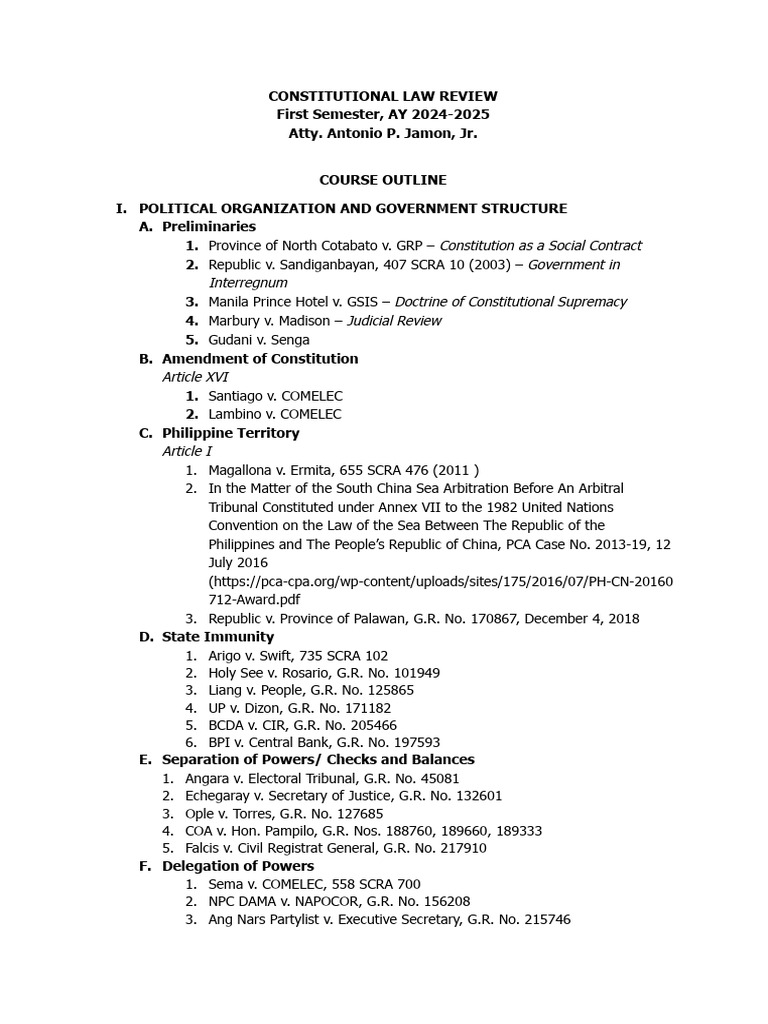 Constitutional Law Review 2024-2025 | PDF | Commission On Elections ...