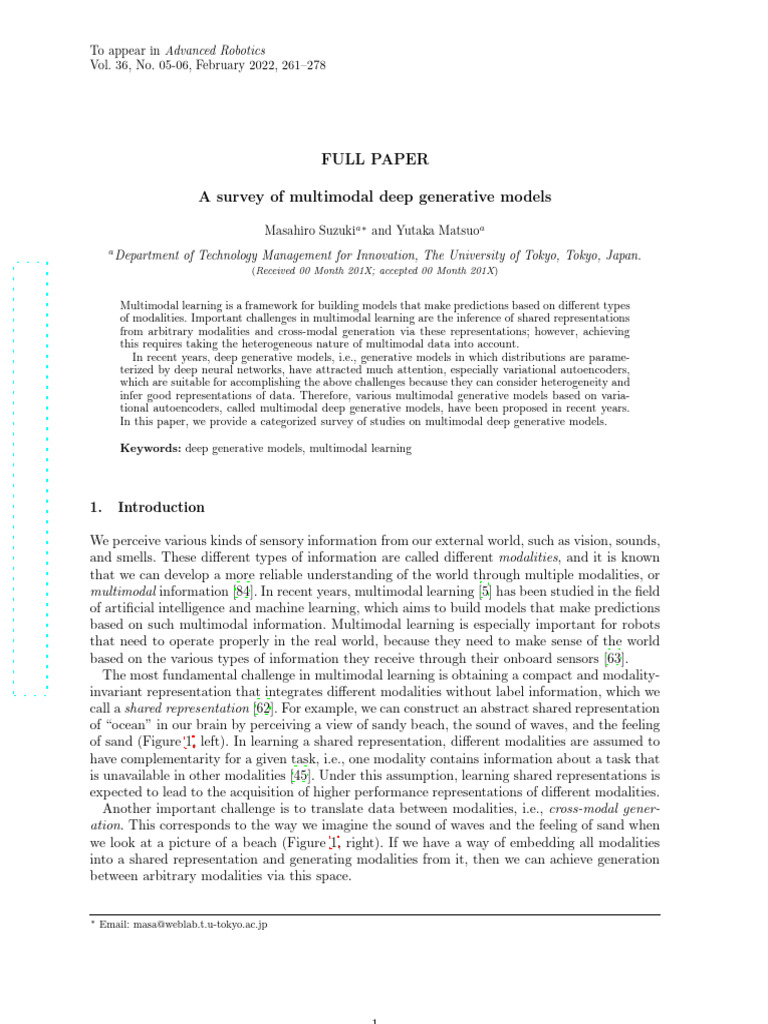 Survey of Multimodal Deep Learning | PDF | Cognitive Science | Machine ...