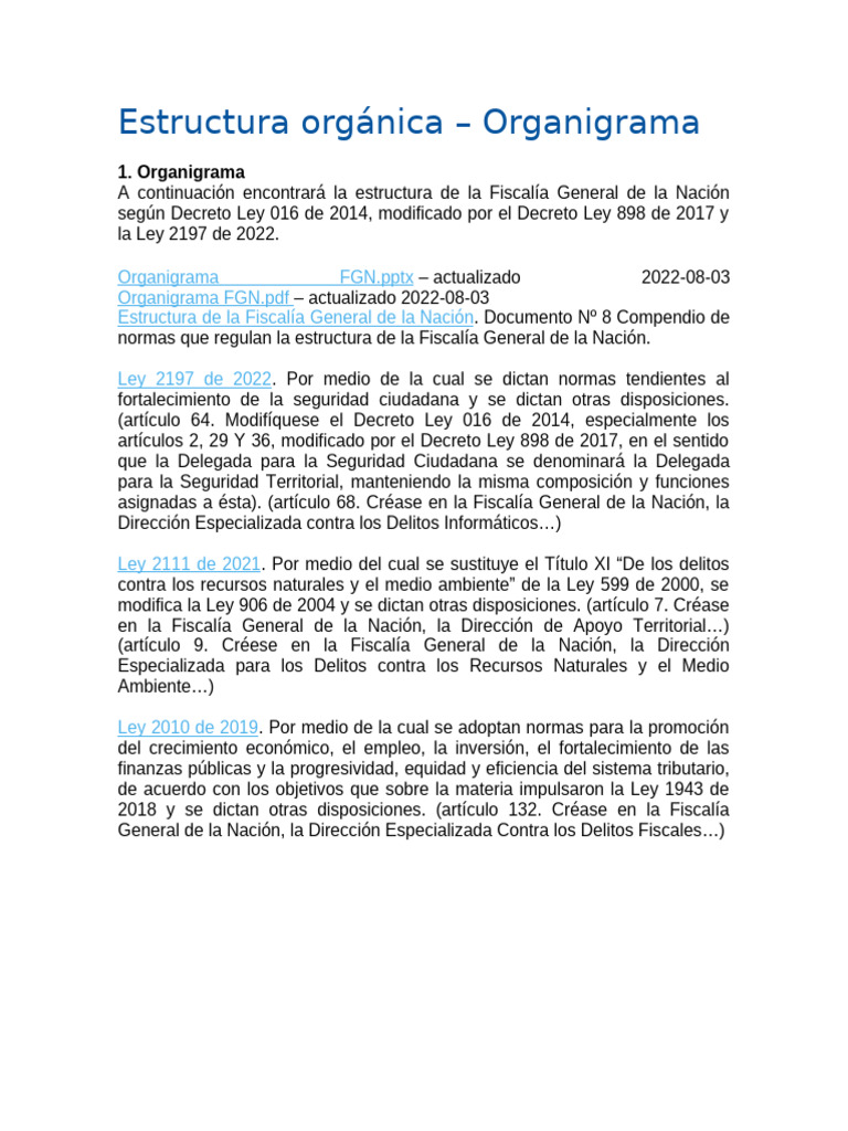 Estructura de la Fiscalía General 2022 | PDF