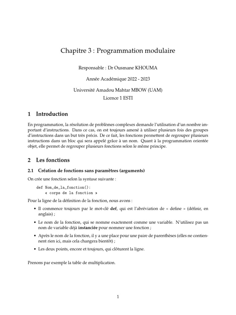 Programmation Modulaire en Python | PDF | Programmation informatique ...