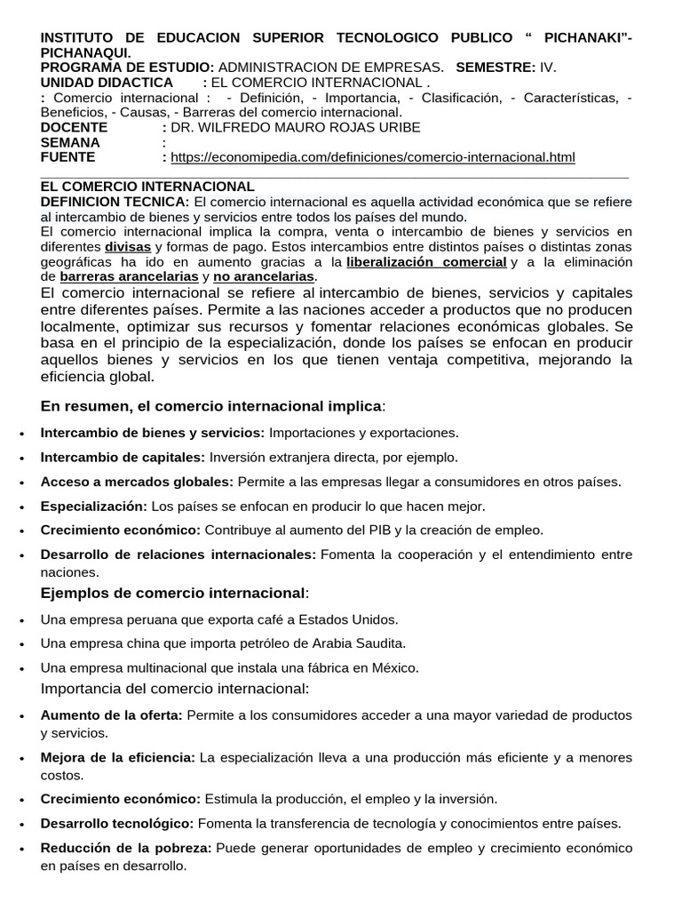 SEMANA 1 El Comercio Internacional | PDF | El comercio internacional ...