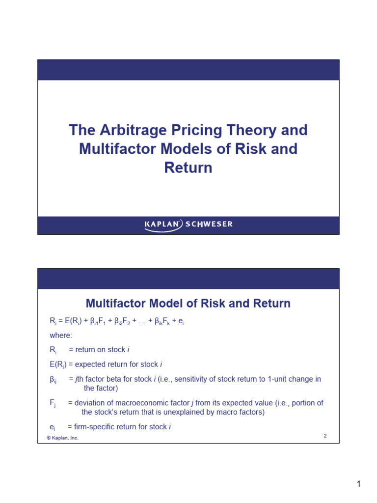 FRM P1B1R6 APT and Multifactor Models of Risk A... | PDF | Beta ...