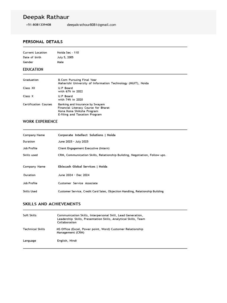 Deepak Resume | PDF