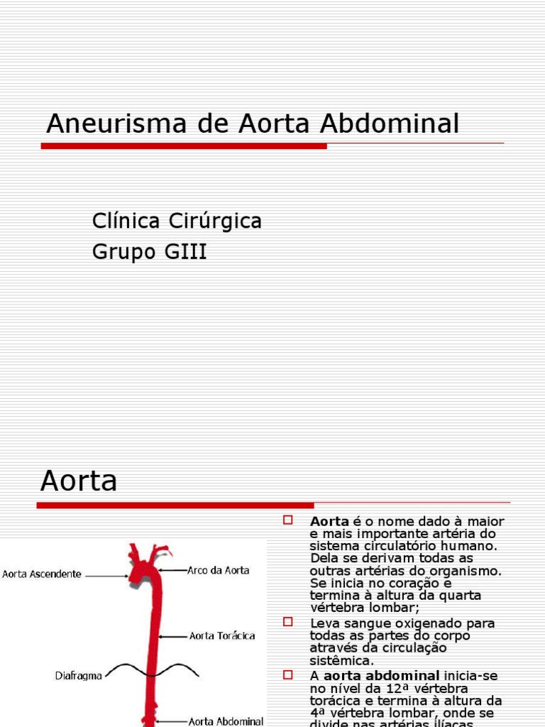 Aneurisma de Aorta Abdominal | PDF | Artéria | Sistema circulatório