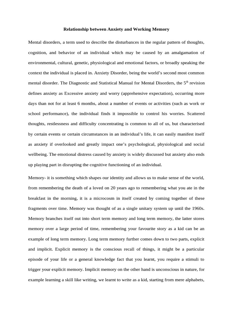 Anxiety's Impact on Working Memory | PDF | Memory | Psychological Concepts