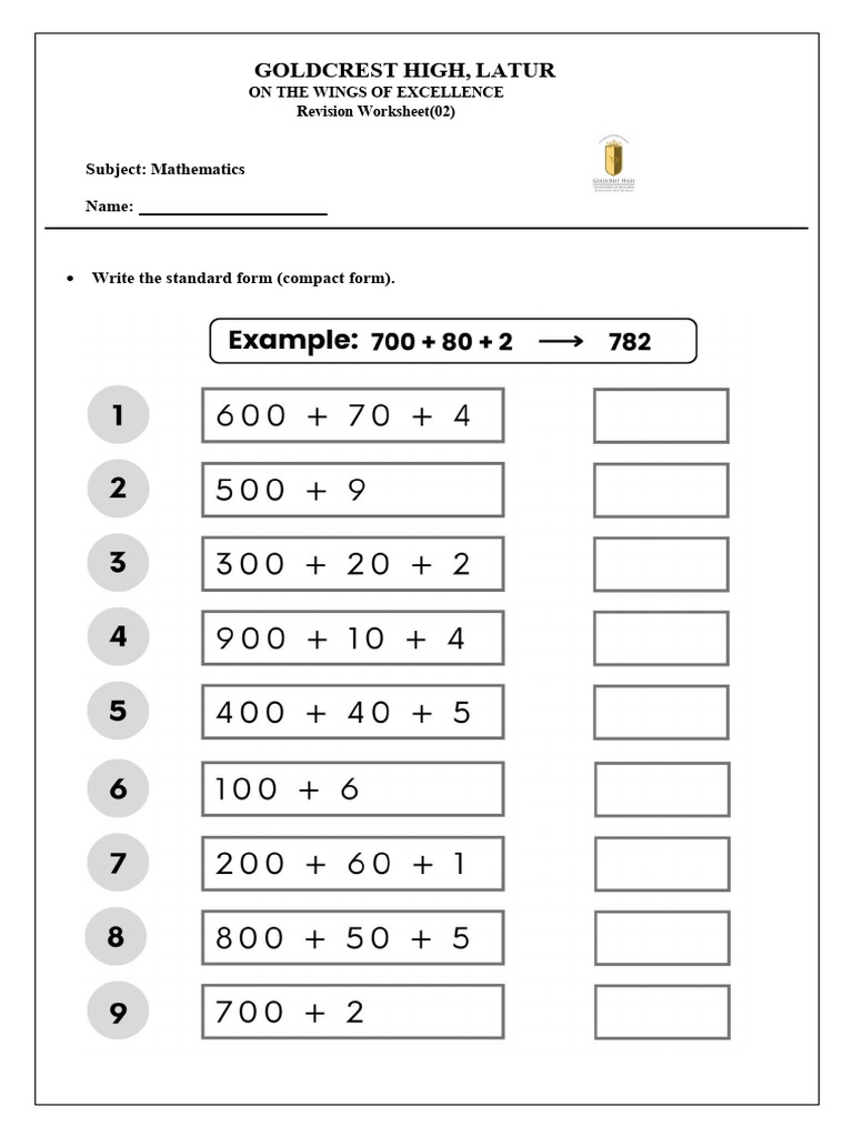 Math Revision Worksheet Gr.2 | PDF