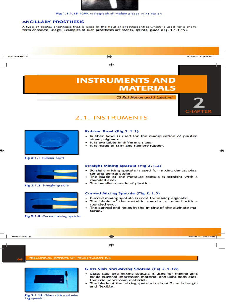 Prosthodontic Instrument Overview | PDF | Materials