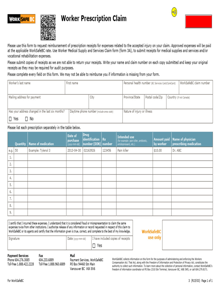 Worker Prescription Claim Form Guide | PDF | Medical Prescription ...