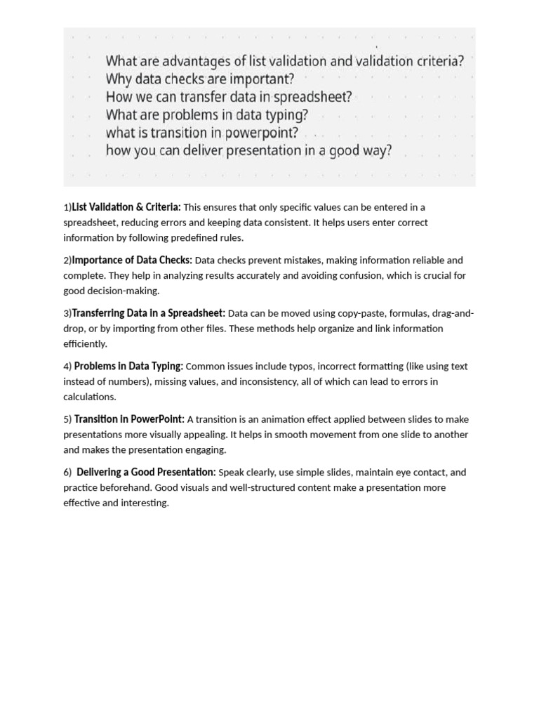 Data Validation and Presentation Tips | PDF