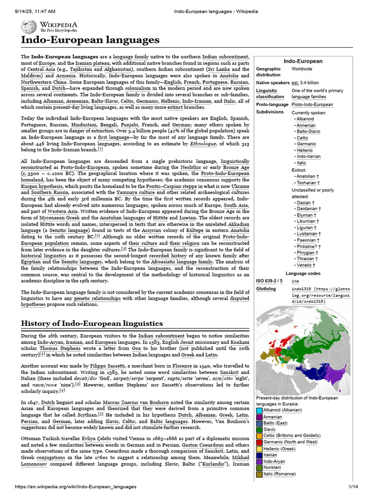 Overview of Indo-European Languages | PDF | Linguistics | Language Families