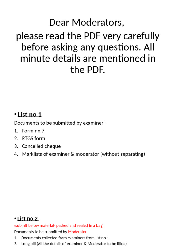 Guidance To The Moderators | PDF