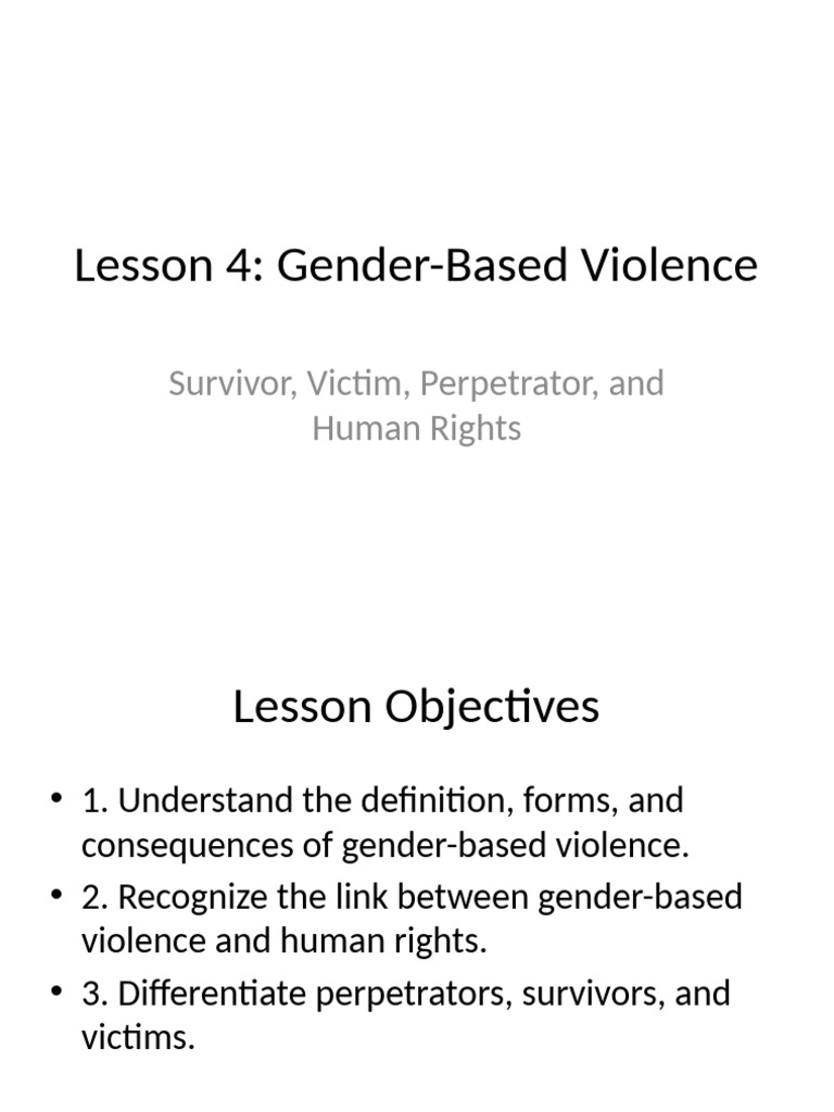 Lesson 4 Gender Based Violence | PDF