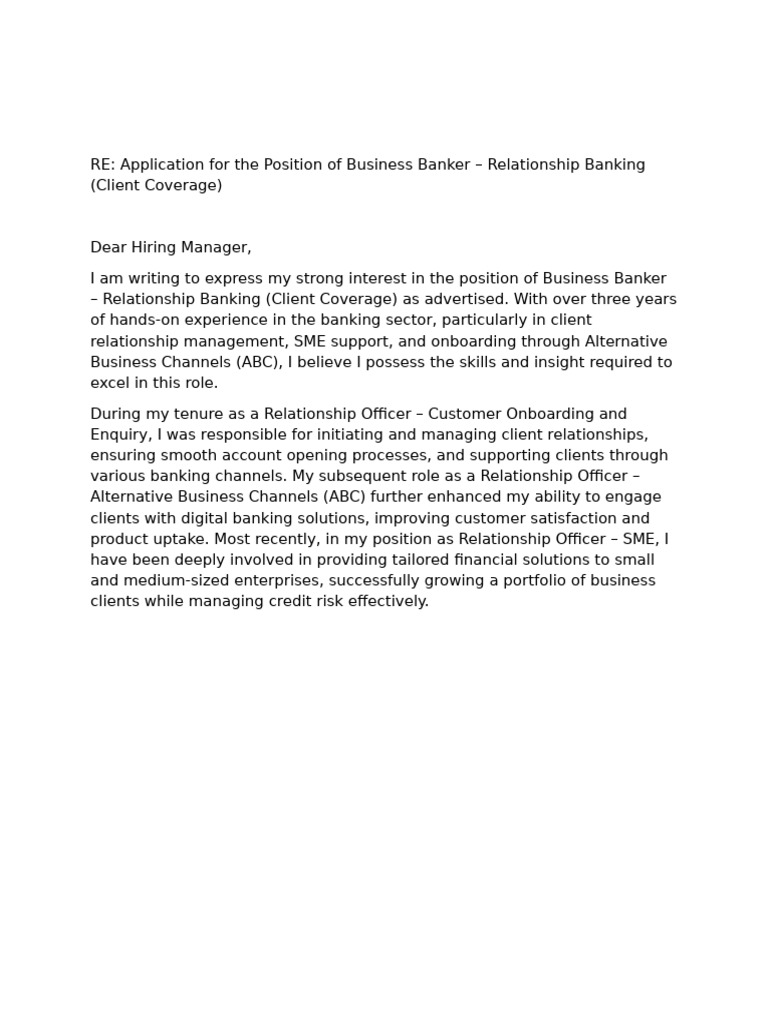 Business Banker Application: Client Coverage | PDF