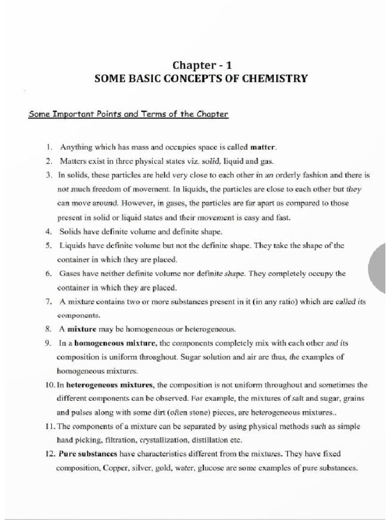 Chapter 1 Basic Concepts of Chemistry Class 11 Notes | PDF