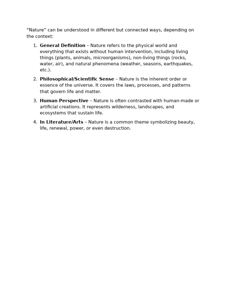 Understanding the Definition of Nature | PDF