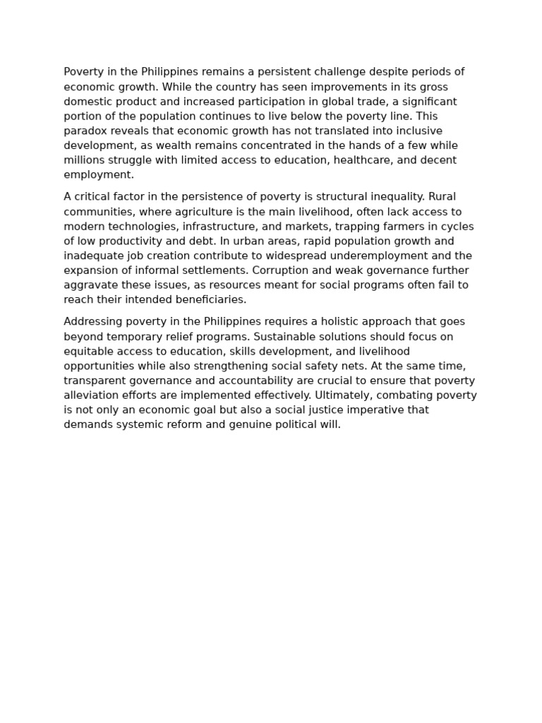 Addressing Poverty in the Philippines | PDF